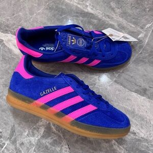 Adidas Gazelle Blue and Pink Sneakers